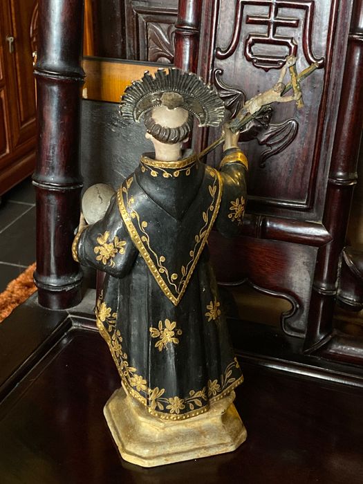 São Francisco de Assis Madeira Séc XVIII Ouro Brunido 25 cm Arte Sacra