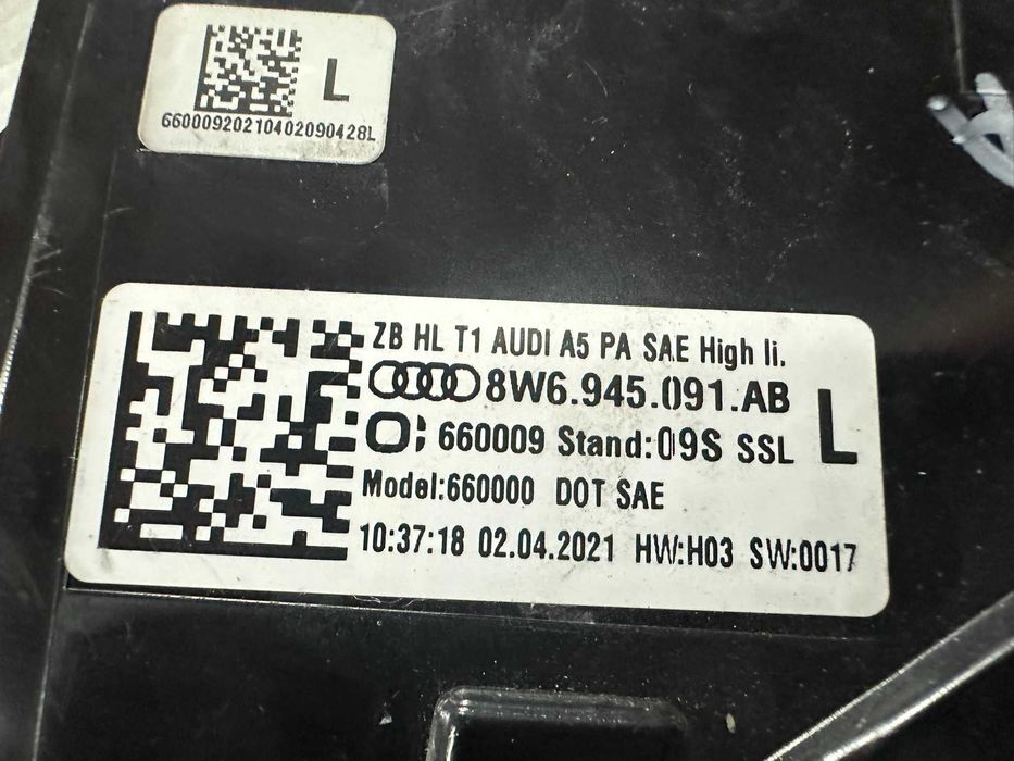 Lampa lewa tylna 8W6.945.091.AB Audi A5 USA