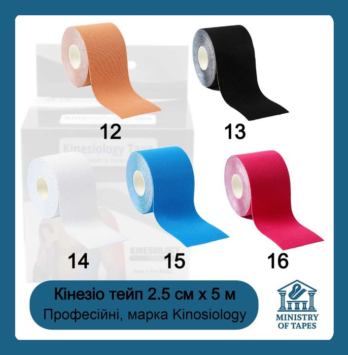 ТОП ЦІНА І ЯКІСТЬ! Професійний кінезіо тейп 2,5 см × 5 м