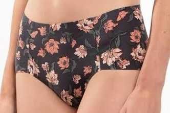 Figi damskie bikini, cięte laserowo, w kwiaty, grafitowe, rozm. XXL
