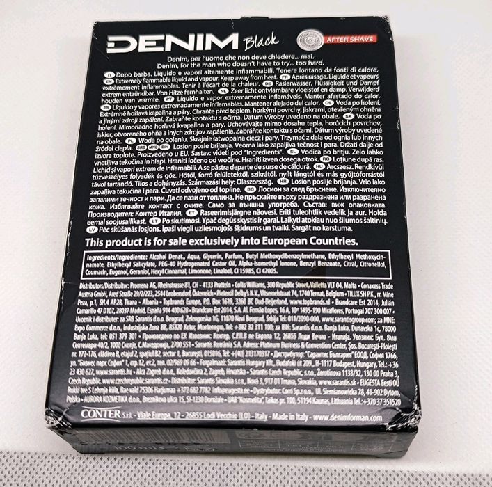Denim Black After Shave 100ml – Classic Men’s Scent – Made in Italy