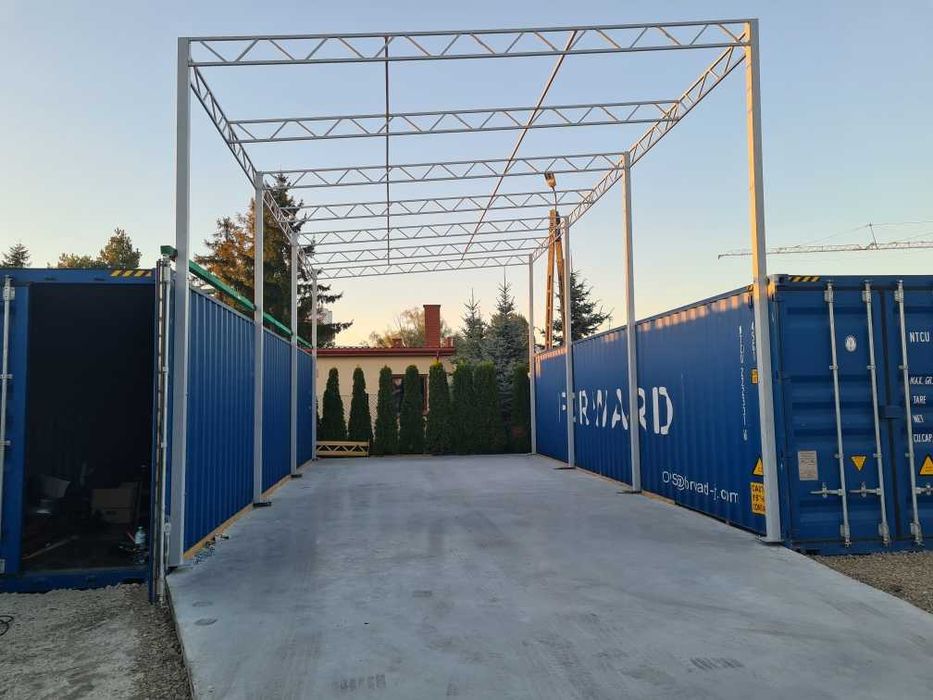 Wiata konstrukcja stalowa garaż hala 8m na 6m