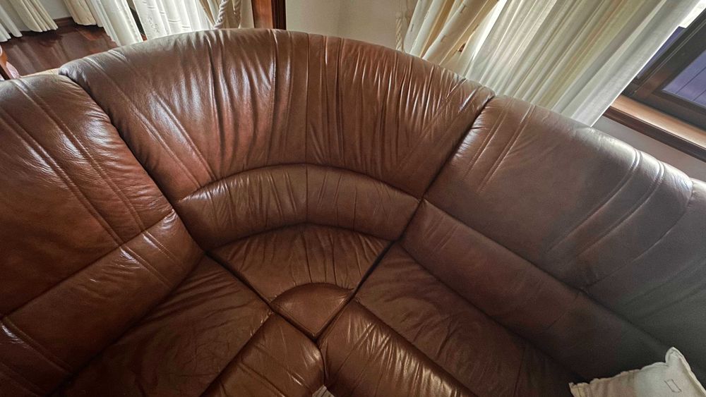 Sofa de Canto em Pele Italiana