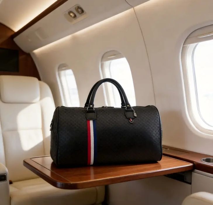 Torba podróżna na siłownię Skórzana Elegancka Nowa Czarna