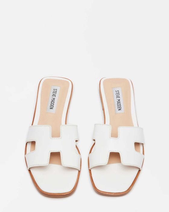 Шльопанці Steve Madden Hadyn White +Cognac Leather різні розміри