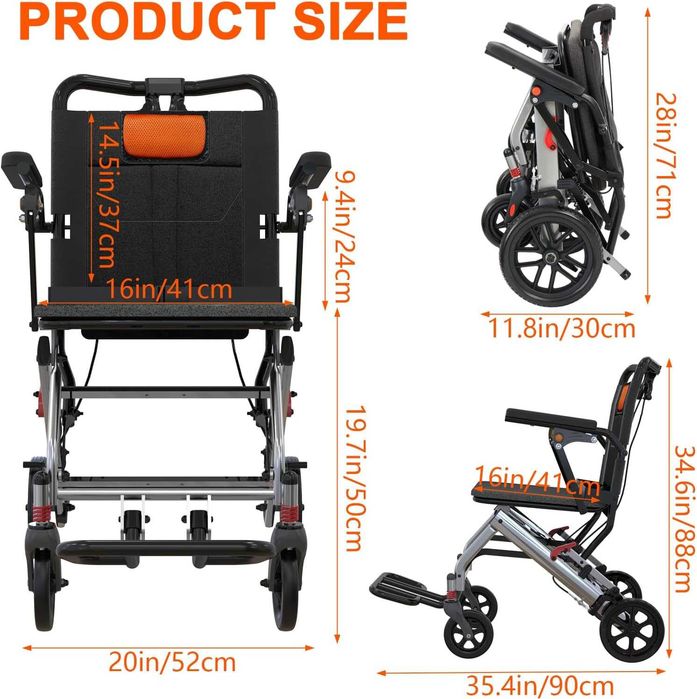 Ultralekki wózek inwalidzki składany waga 11,5kg