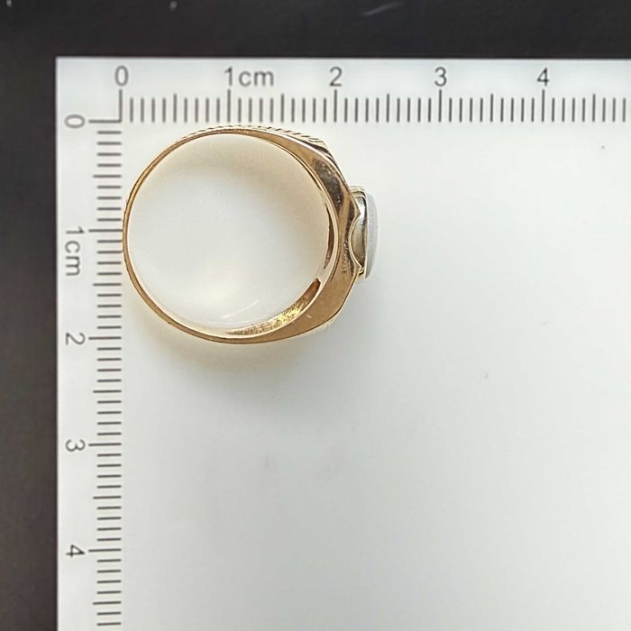 Złoty pierścionek z opalem i 6 diamentami (0,09 CT) PRL'87r 14K unikat