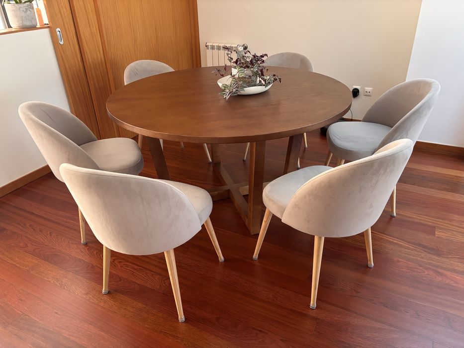 6 cadeiras cinzento aveludado