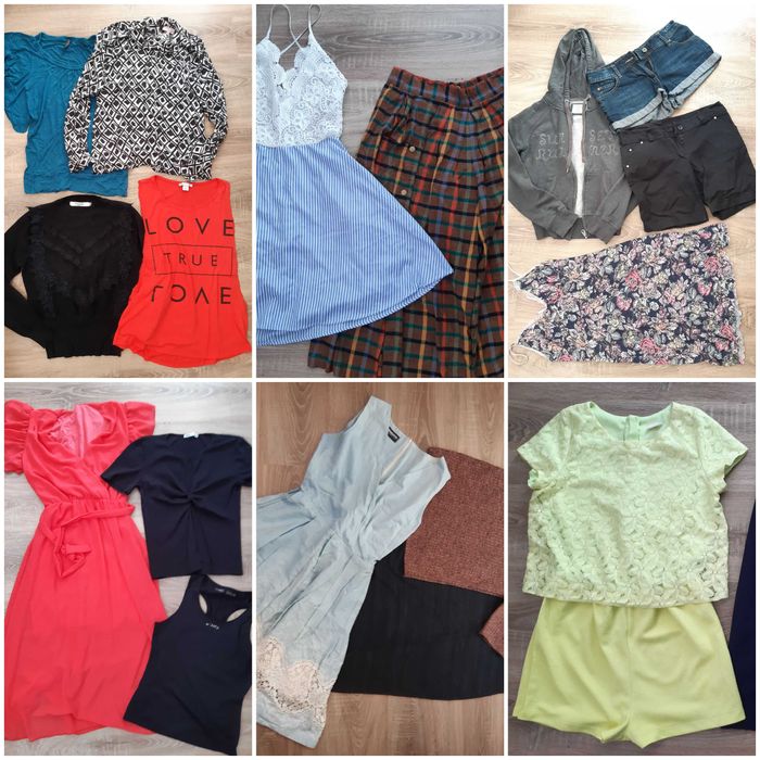 Zestaw ubrań damskich i puzzli dla dzieci