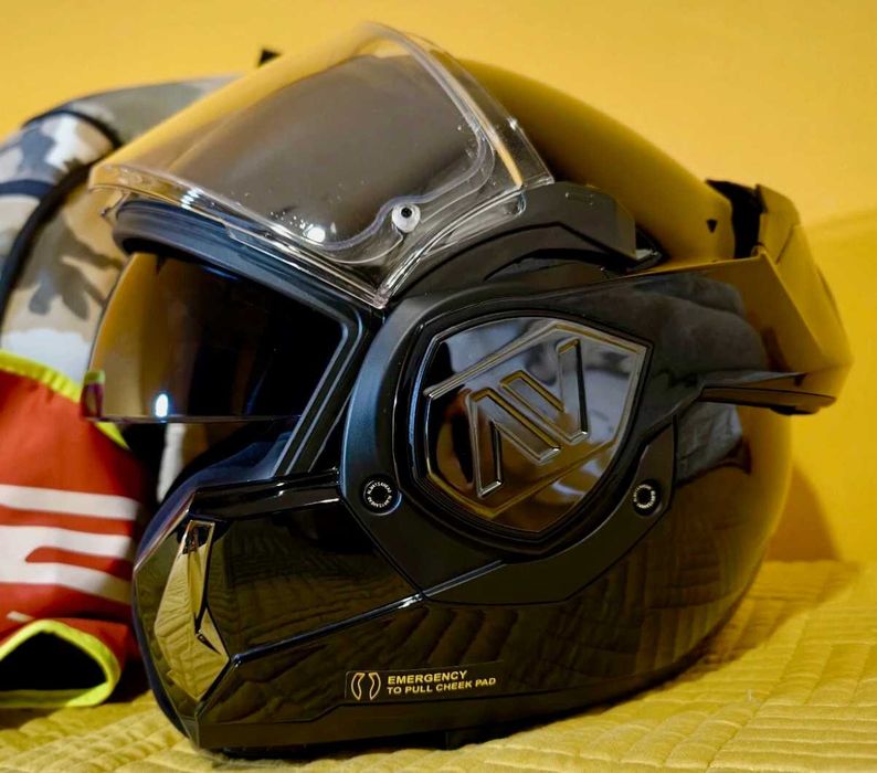 Capacete NOVO Modular 180° LS2 Advant Preto Brilho (23% DESCONTO) Tam XL