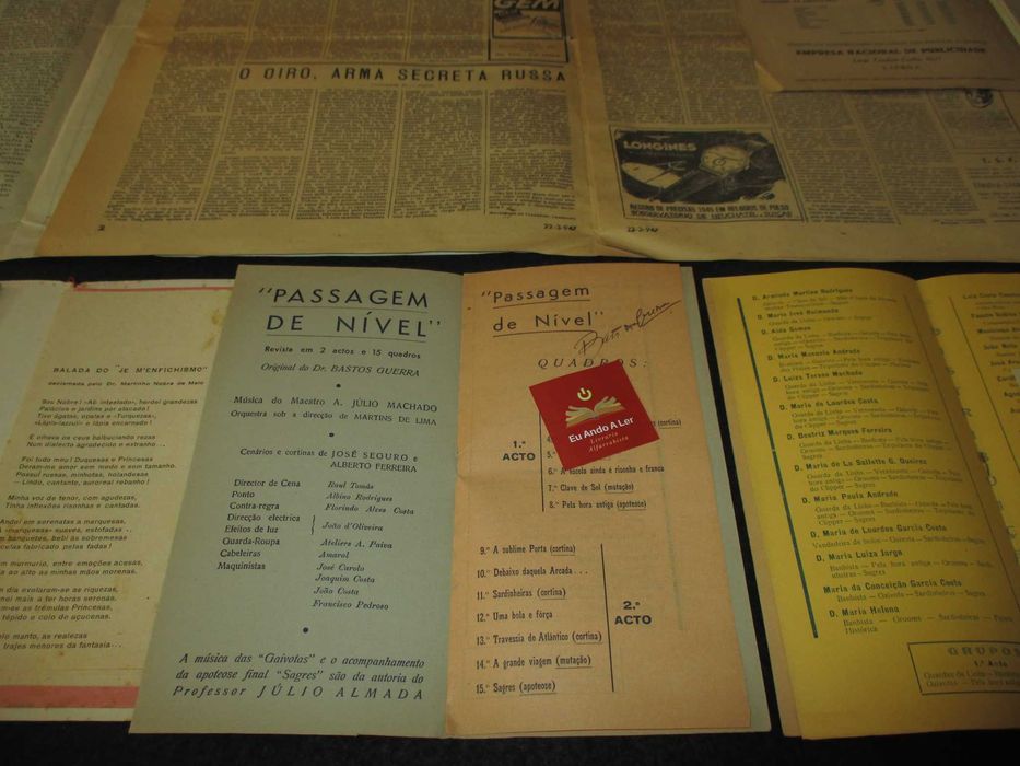 Conjunto RARO de Jornais Programas Bastos Guerra Imprensa e Teatro 1919–1947