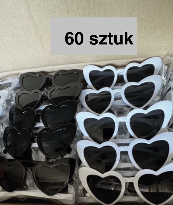 Okulary nowe biale czarne 60 sztuk