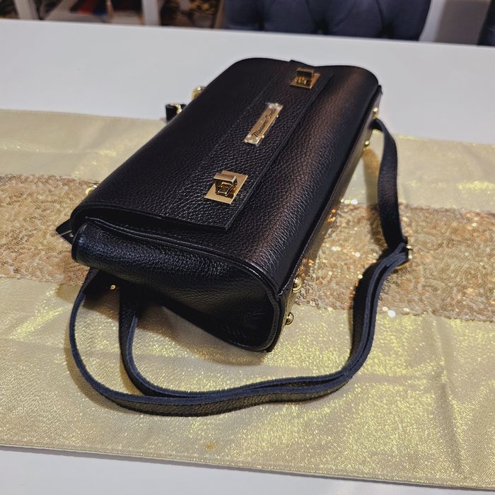 Torebka listonoszka Massimo Contti skóra naturalna na ramię czarny