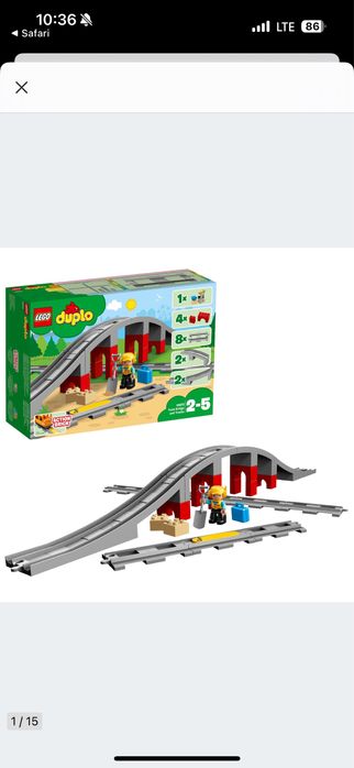 Lego duplo pociag parowy + wiadukt