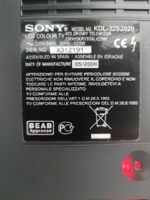 Televisão Sony LCD 32 polegadas (81cm) KDL-32S2020