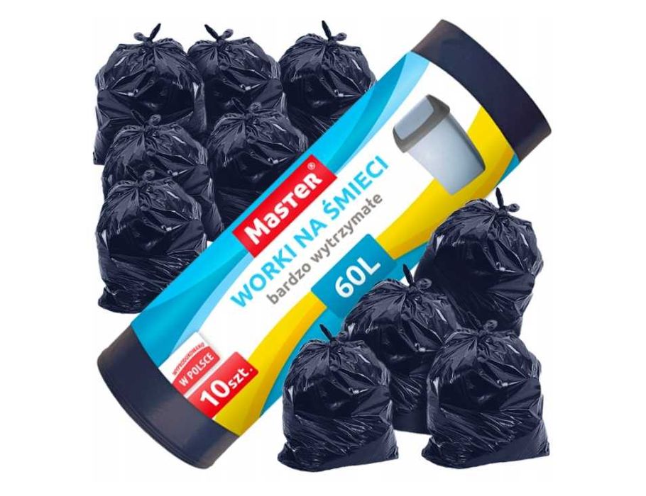 Worki na śmieci 60L Pakiet 100szt Extra Mocne Wytrzymałe