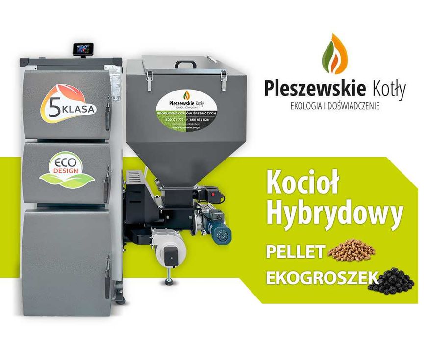Kocioł z Podajnikiem na Pellet i Ekogroszek 24kW 5 klasa Ekodesign, hybryda, DUO, dwupaliwowy, dwufunkcyjny, dostawa GRATIS, dotacja, montaż