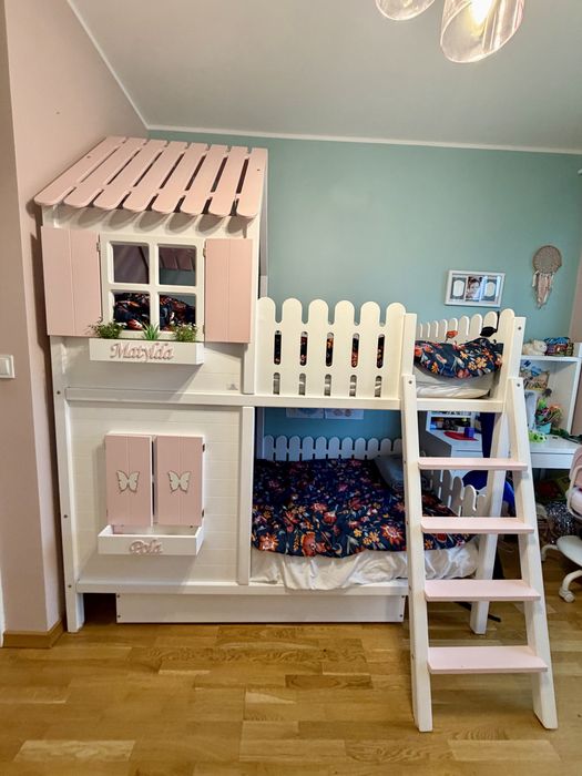 Łóżko pietrowe domek Dreambeds - pastelowe stan bdb