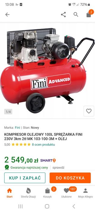 Sprezarka kompresor 100l zbiornik włoski jak nowy