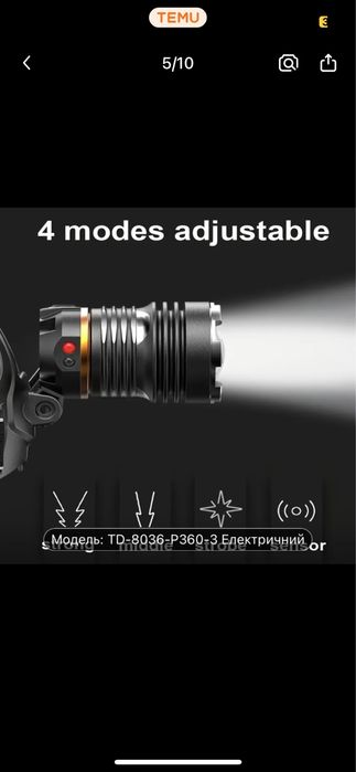 Фонарь налобний