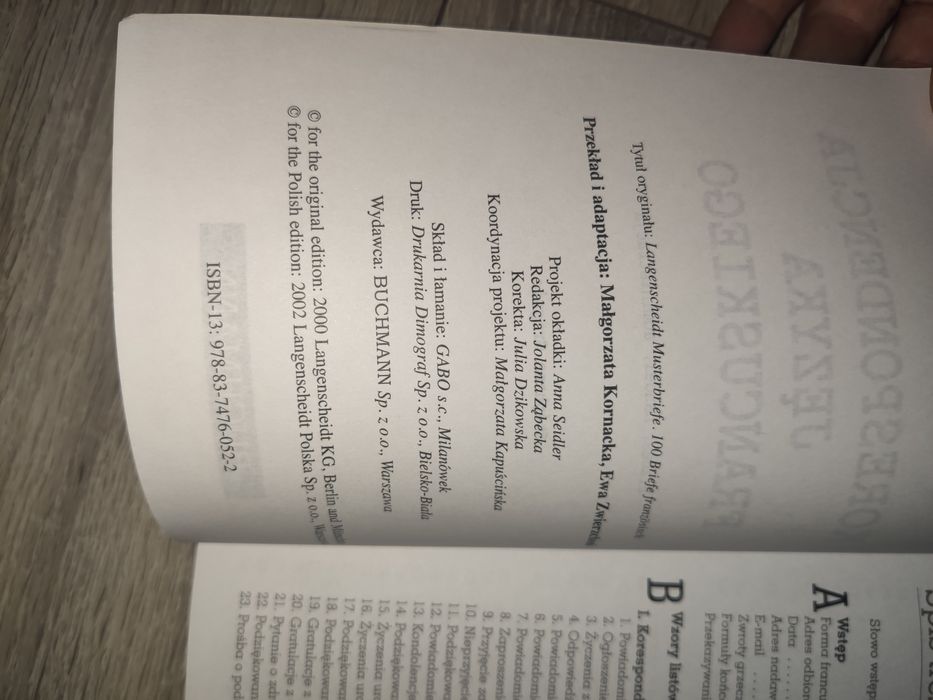 Korespondencja języka francuskiego Buchmann książka