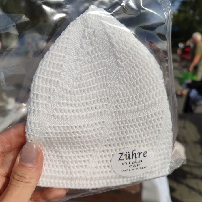 Kufi muzułmańskie nakrycie głowy do modlitwy islam biały kolor