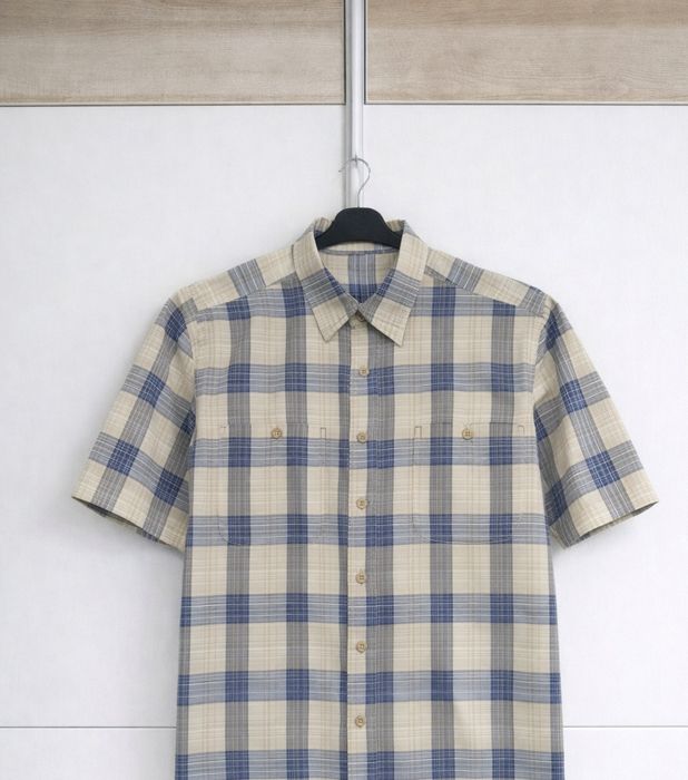 Koszula męska granatowo beżowa