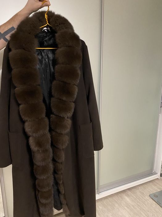 Кашемировое пальто с мехом
