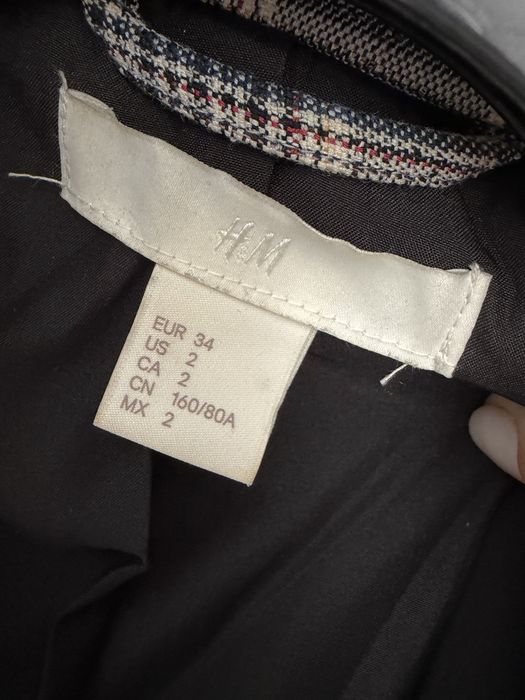 Marynarka w kratę H&M r. XS 34 szara