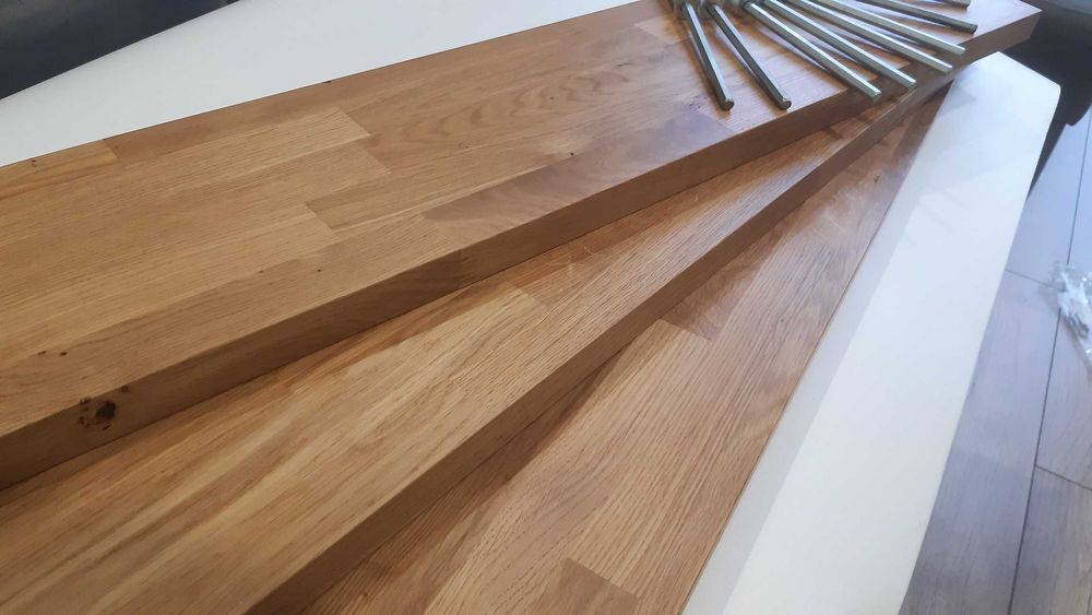 Półka drewniana DĘBOWA, NIEWIDOCZNE MOCOWANIE. na wymiar