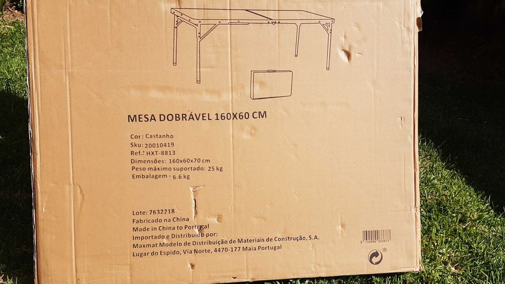 Mesa de campismo Dobrável 160x60cm Castanha (MaxMat)