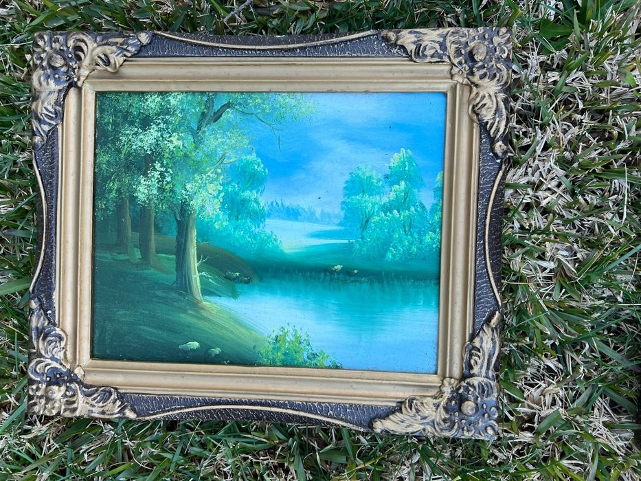 Quadros pintados a mão com moldura estilo  antigo