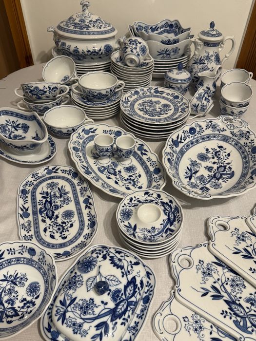 Serwis obiadowy kawowy  Zwiebelmuster wzór cebulowy.ZAREZERWOWANY!