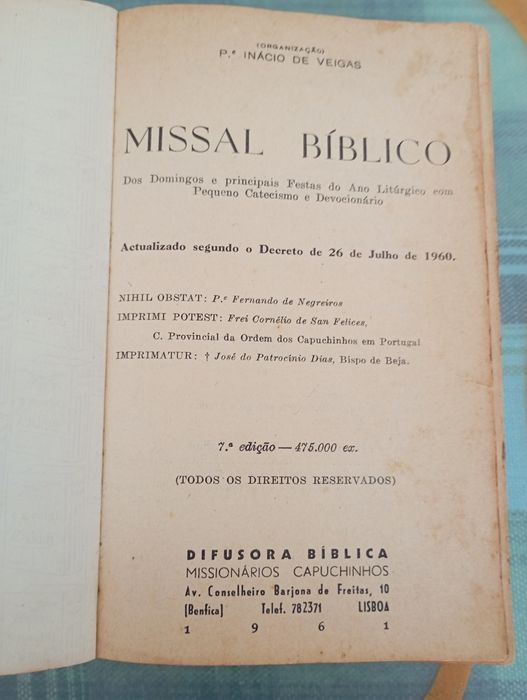 Objectos da igreja livro de cânticos