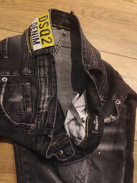 Nowe męskie jeansy dsquared 52 xl czarne 34 przetarcia
