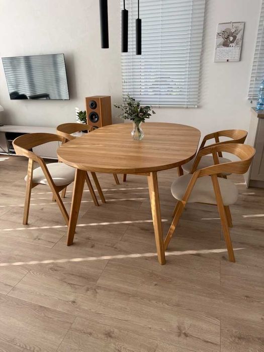 Stół okrągły dębowy rozkładany ( lity dąb) LOFT