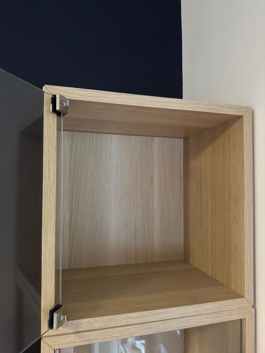 IKEA EKET Armário parede c/porta vidro, ef carvalho c/velatura branca