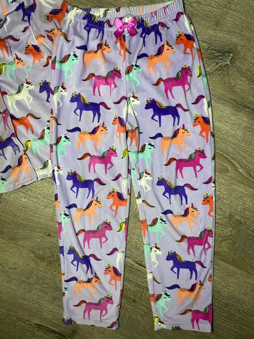 Тепла піжама з єдиноріжками дівчинці 8-9р. Велюровий комплект для дому