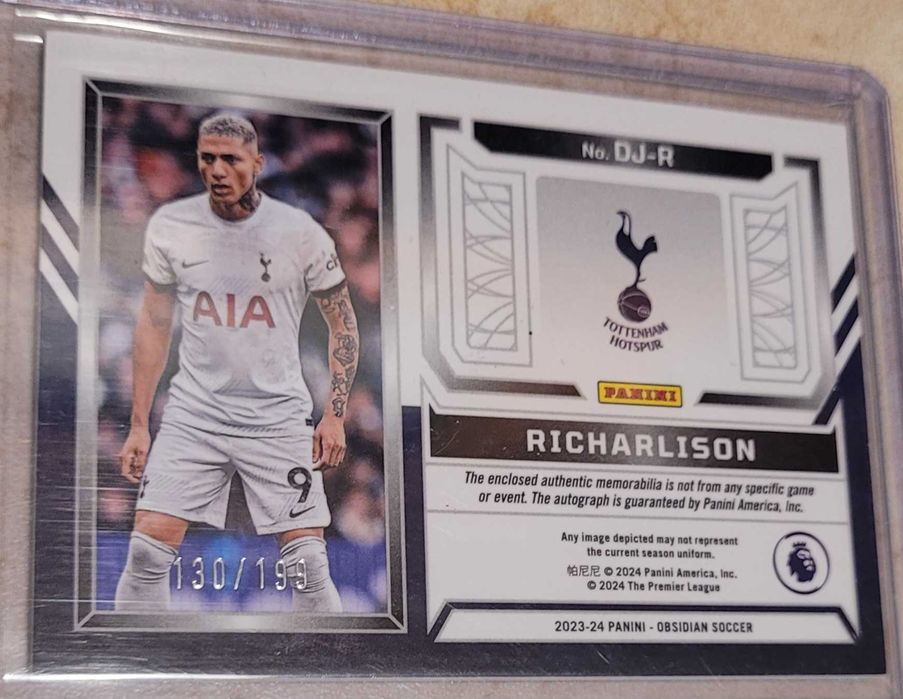 Richarlison 2023-24 Panini Obsidian Dual Jersey Prizm Autogaph /199