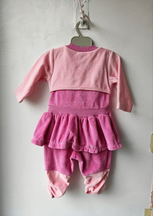 Костюм детский на девочку велюр розовый 6 мес/ 62