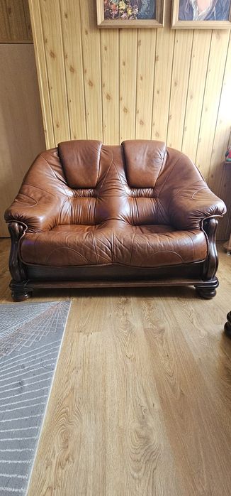 Komplet kanap skórzanych 2 i 3osobowa +puf