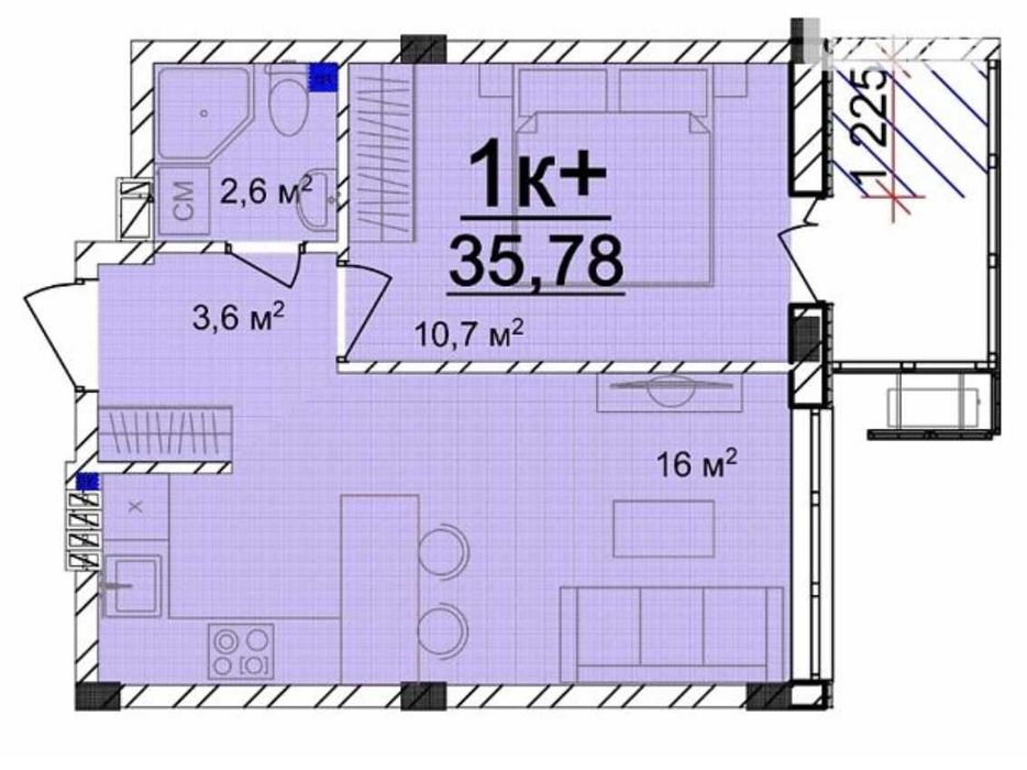 Пропоную однокімнатну  кімнатну квартиру в ЖК "Маріїнський"
