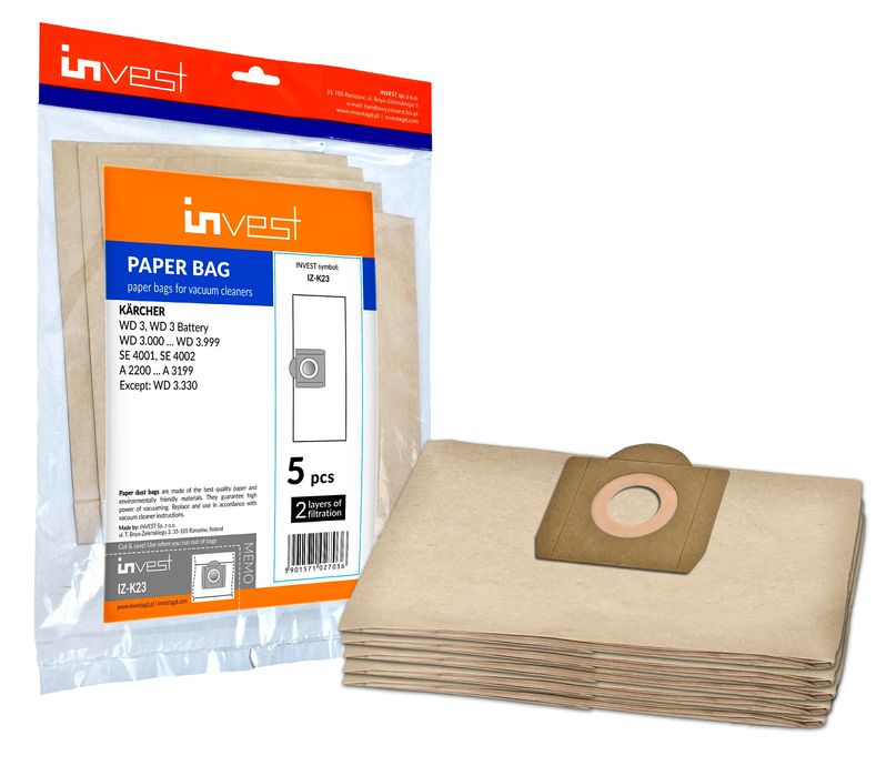 Worki Papierowe K23 do Odkurzaczy Karcher