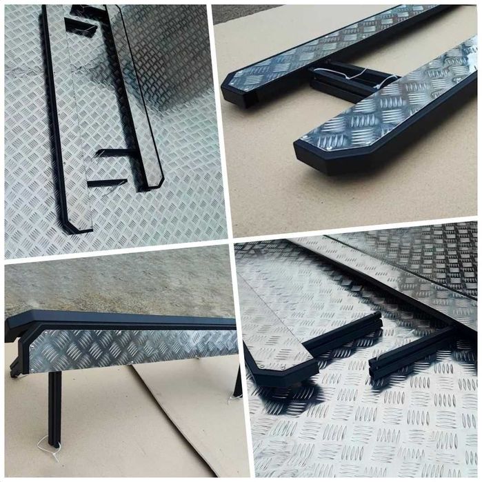 Боковые пороги площадки в черном мате с светлим листом на НИВА 2121