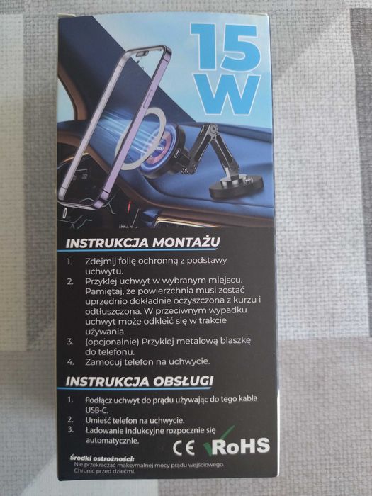 Uchwyt indukcyjny na telefon 15W - NOWY