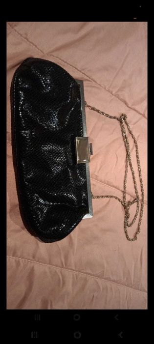 Pochete/Clutch de Toillette, preta, com alça metálica - Accessorize