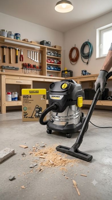 Оренда потужного будівельного пилососа Kärcher WD 4 (Сухе та вологе прибирання)