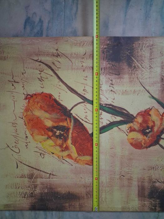 2 Quadros Modernos Flores Papoilas - Tela Decorativa Contemporânea (70x50cm)