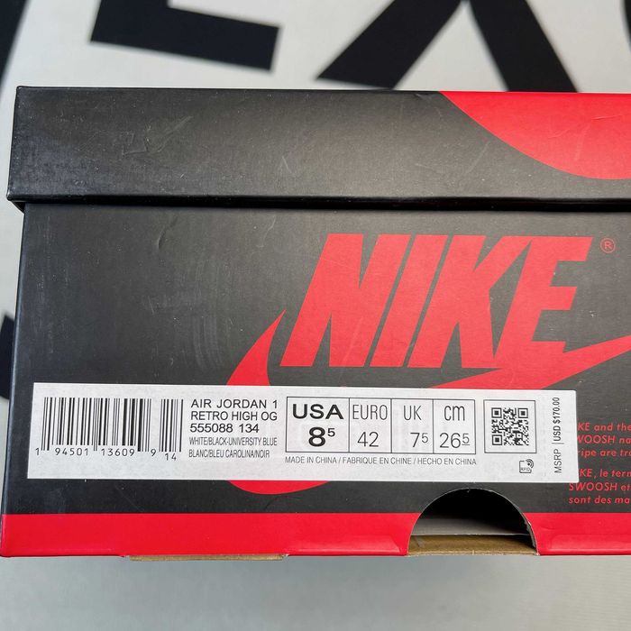 Buty Air Jordan 1 Retro High White University Blue Black (Rozm.36-47)