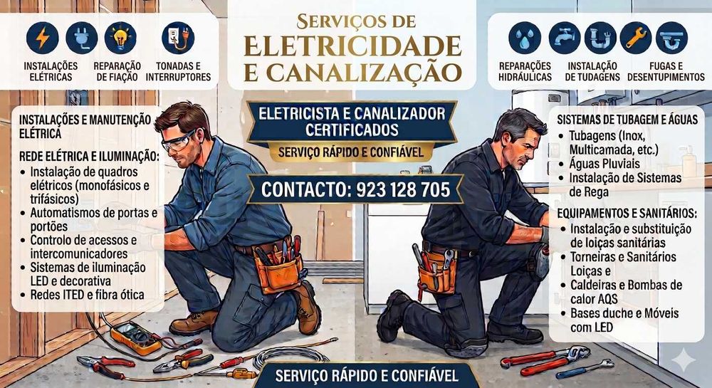 Serviços de Eletricidade e Canalização, Conserto, Manutenção e Instalação Elétrica e Hidráulica